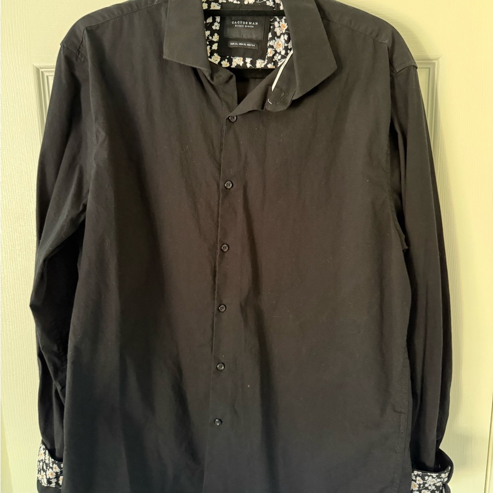 Cactus Black Casual Button Down Shirt